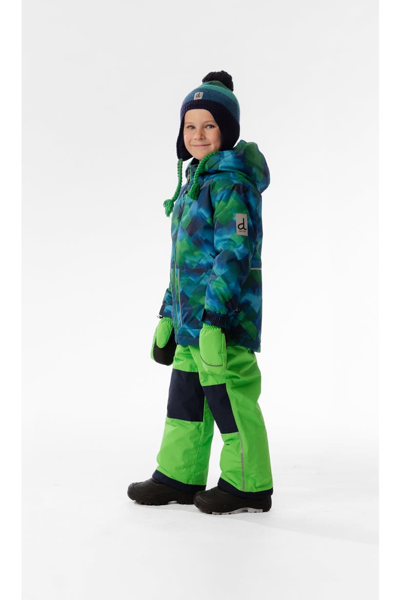 Checkered Lightweight Jacket & Foot Strap Pants Two Piece Snowsuit, Alternate, color, Blue and Green Checkered Print