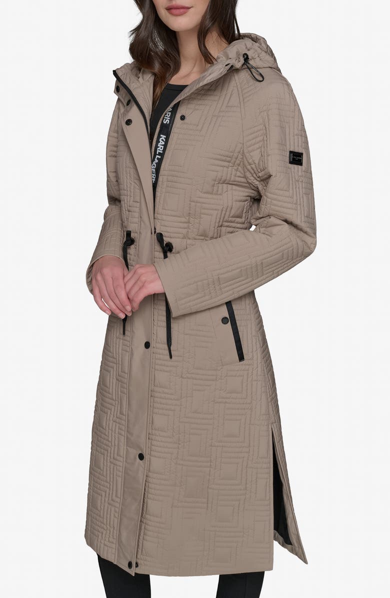 KARL LAGERFELD PARIS Double L Quilted Coat, Alternate, color, Sand