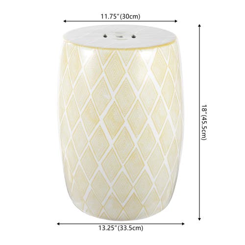 Jonathan Y Moroccan Diamonds 18" Ceramic Drum Garden Stool In Yellow