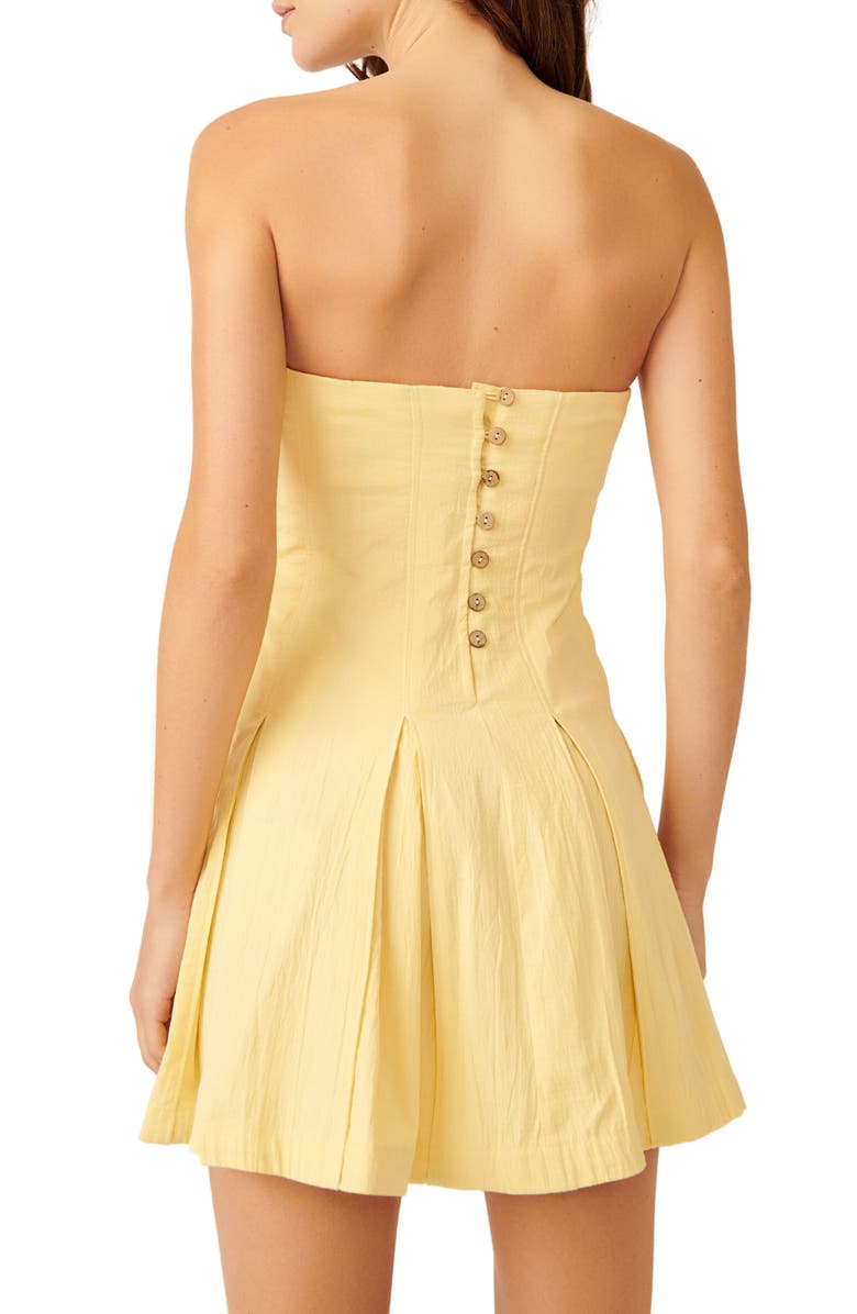 Free People Made Me Smile Strapless Minidress, Alternate, color, Yellow Tansy