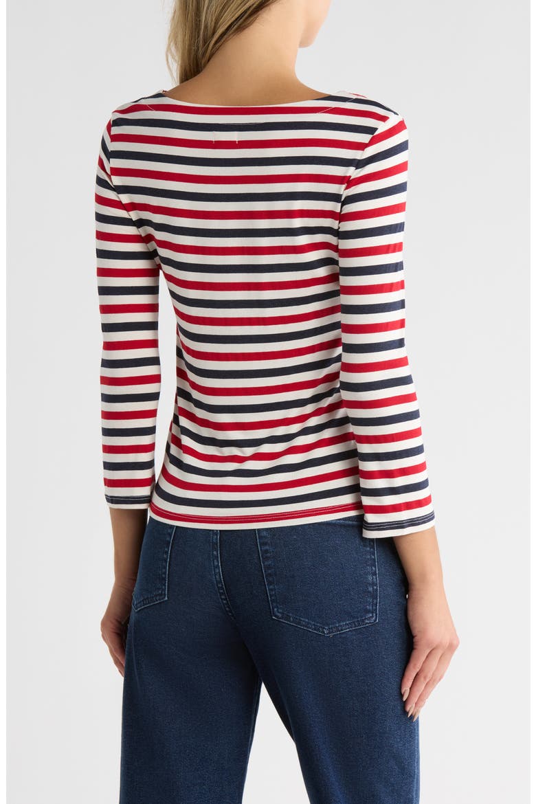 Lucille Stripe Boatneck Top, Alternate, color, NATURAL/ RED/ NAVY STRIPE