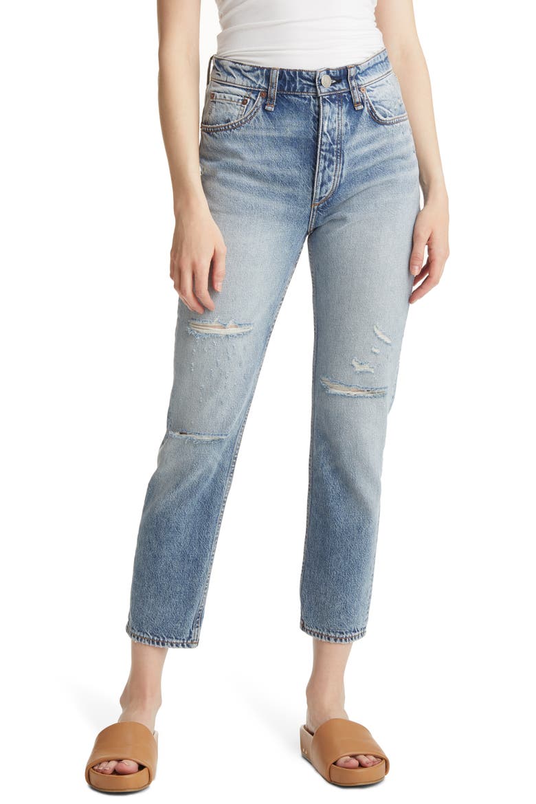 Nina Ripped High Waist Ankle Cigarette Jeans, Main, color, DANAPOINTH