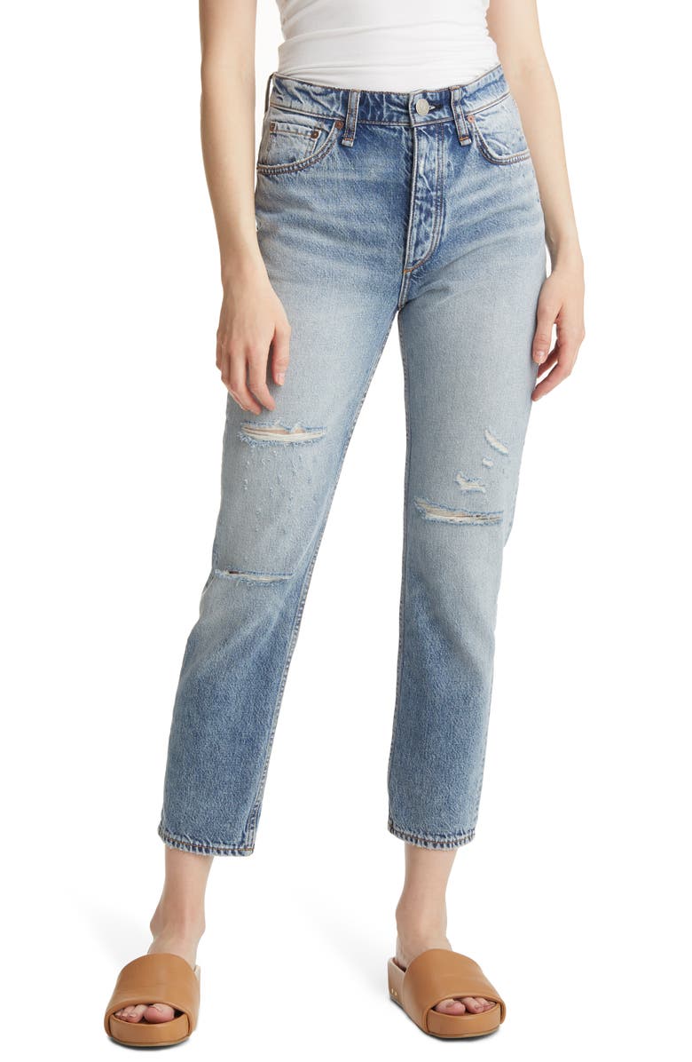 rag & bone Nina Ripped High Waist Ankle Cigarette Jeans, Main, color, 