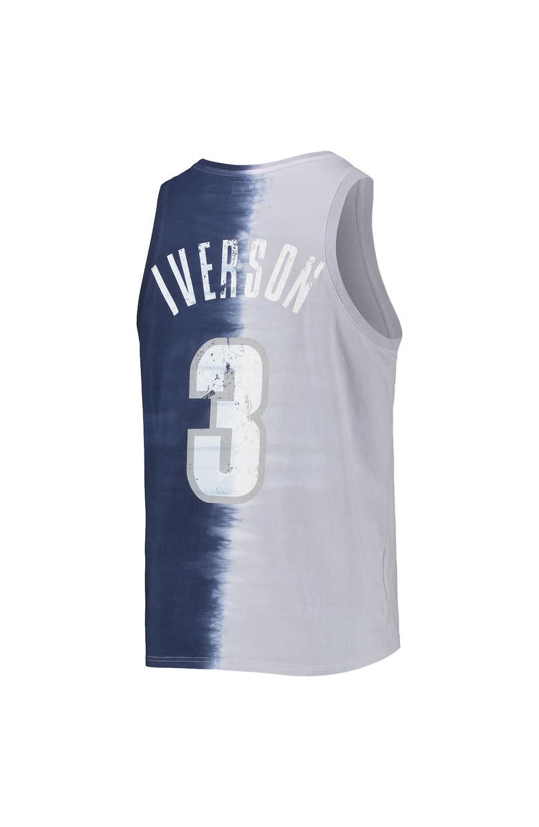 Mitchell & Ness Men's Mitchell & Ness Allen Iverson Gray/Navy Georgetown Hoyas Name & Number Tie-Dye Tank Top, Alternate, color,
