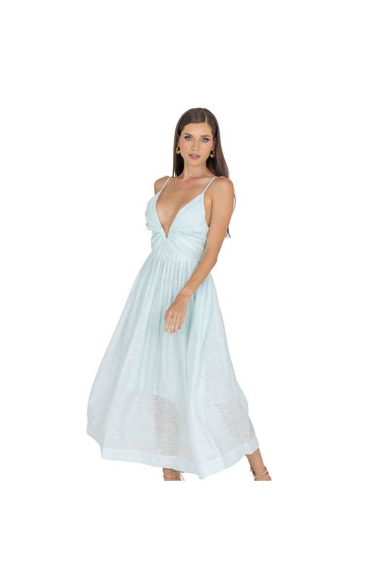 AKALIA Adeli V Neck Midi Dress, Alternate, color, Sky Blue