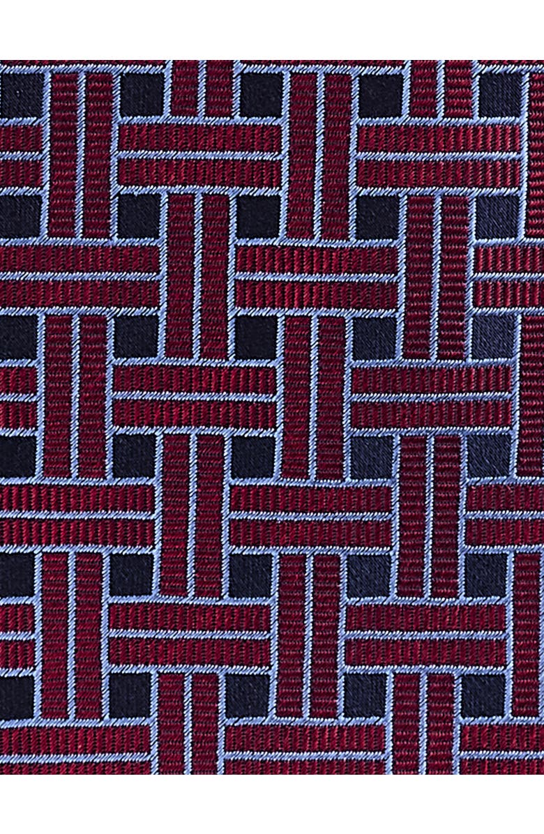 Oak Hill Premium by DXL Big & Tall Patterned Link Silk Tie, Alternate, color, Burgundy