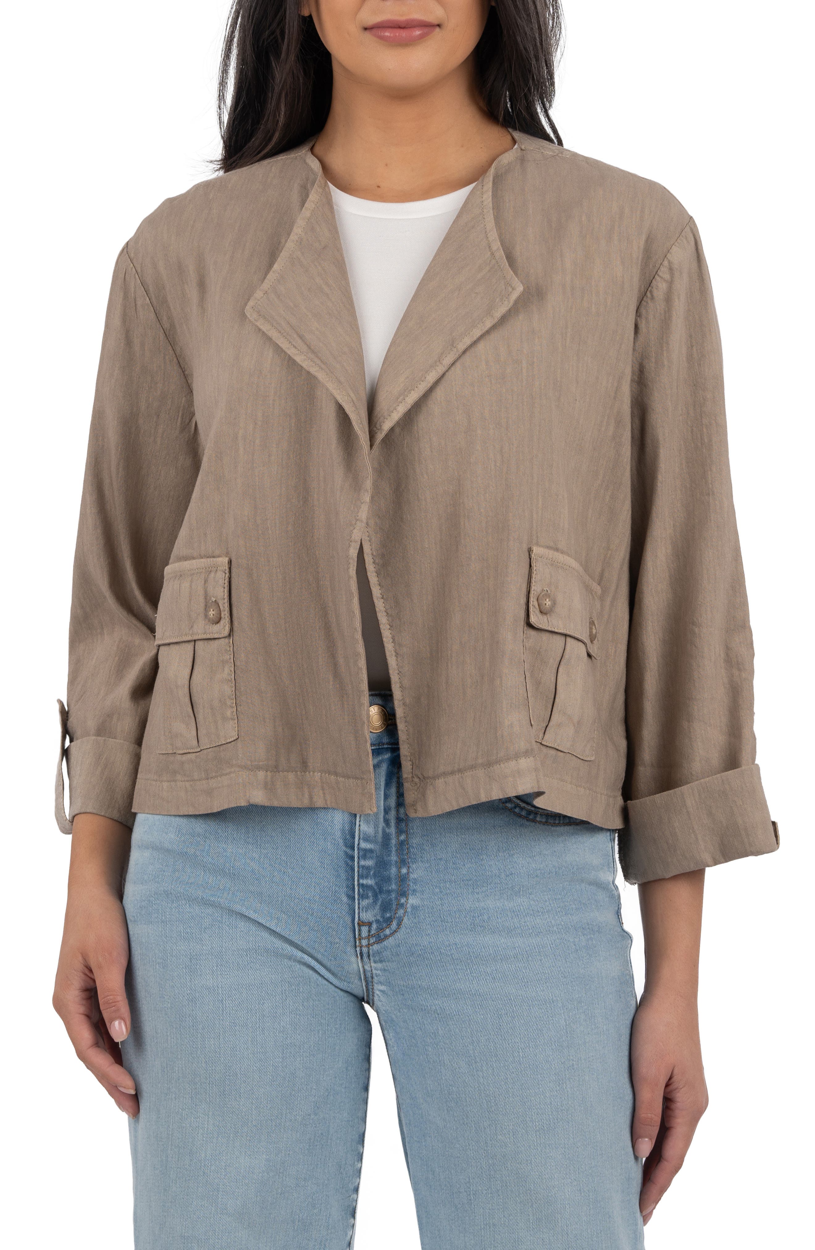 KUT from the Kloth Karie Open Front Linen Blend Jacket
