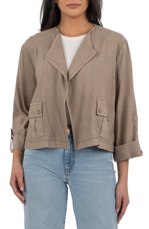 Karie Open Front Linen Blend Jacket
