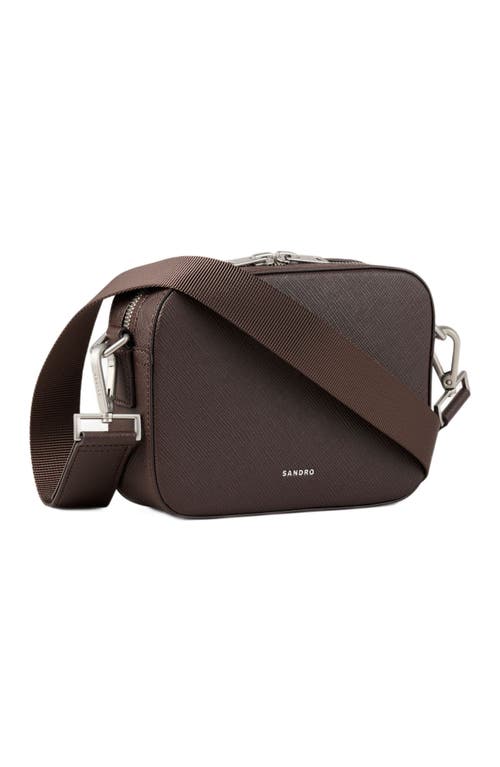 Sandro Small Synthetic Leather Bag In Chocolate