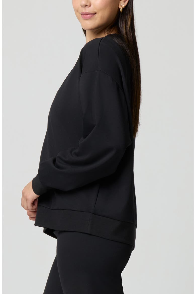 Oversize Sport Sheen Crewneck Sweatshirt, Alternate, color, BLACK