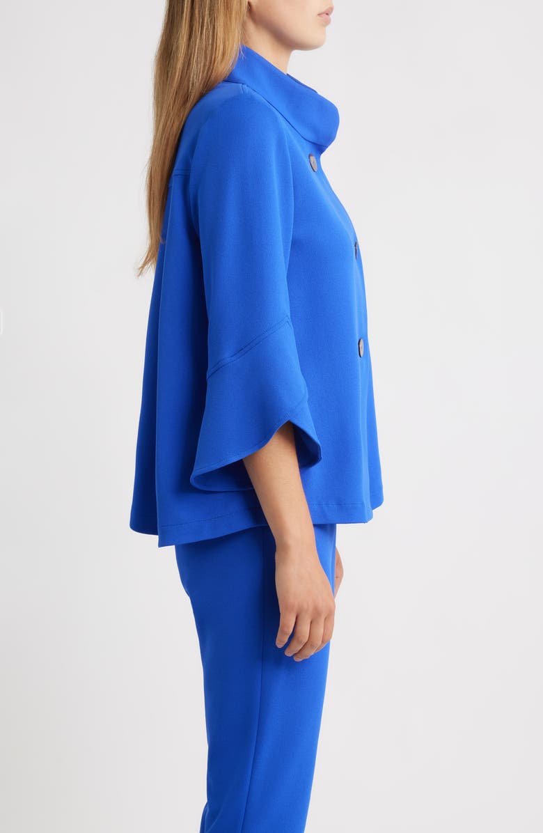Ming Wang Bell Sleeve Crepe Jacket, Alternate, color, Sapphire Sea