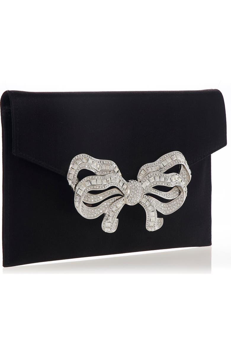 JUDITH LEIBER COUTURE Crystal Bow Satin Envelope Clutch, Alternate, color,