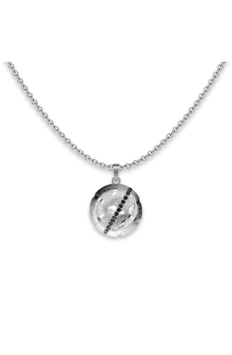 PASCAL The Basketball Crooked Ball Linear Diamond Necklace, Main, color, Silver / Black Diamond