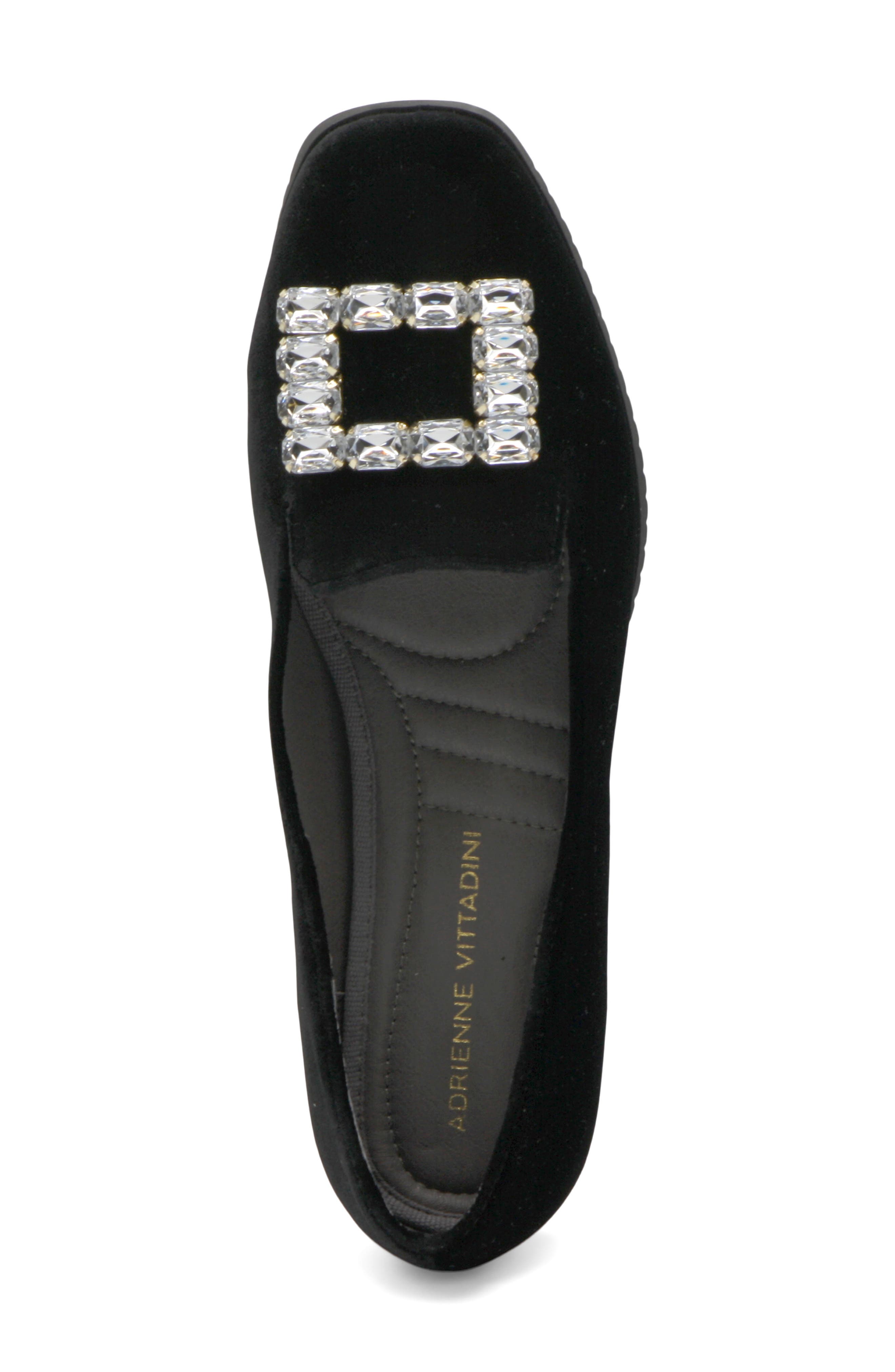 Adrienne Vittadini Vickee Embellished Velvet Loafer, Alternate, color, Black-Ve