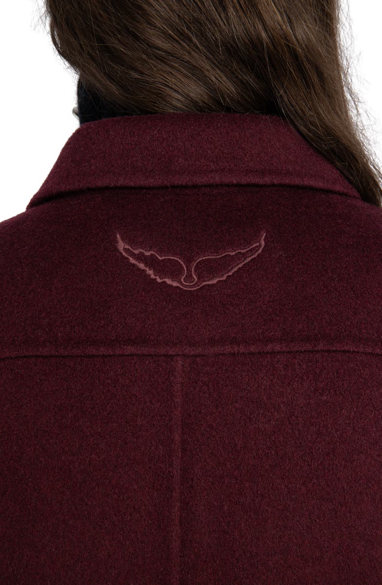 Zadig & Voltaire Liam Wool Blend Jacket, Alternate, color, Burgundy