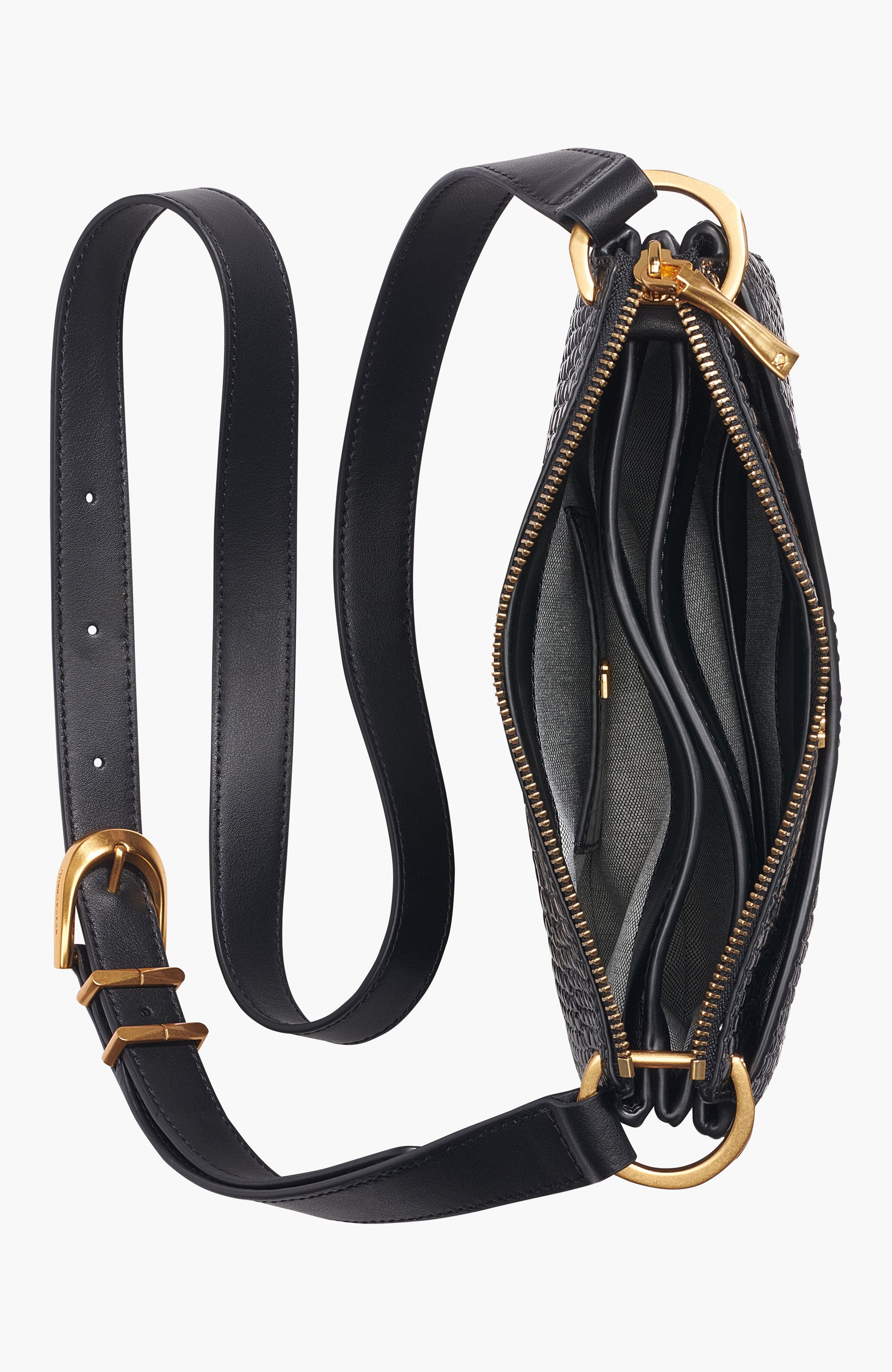 Glenwood Crossbody Bag, Alternate, color, Black/Gold Crocodile