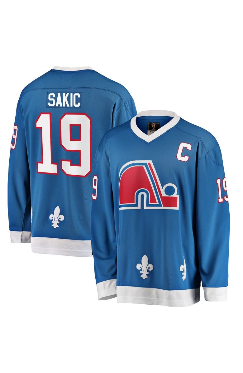 FANATICS Men's Fanatics Branded Joe Sakic Blue Quebec Nordiques Premier Breakaway Retired Player Jersey, Alternate, color, 