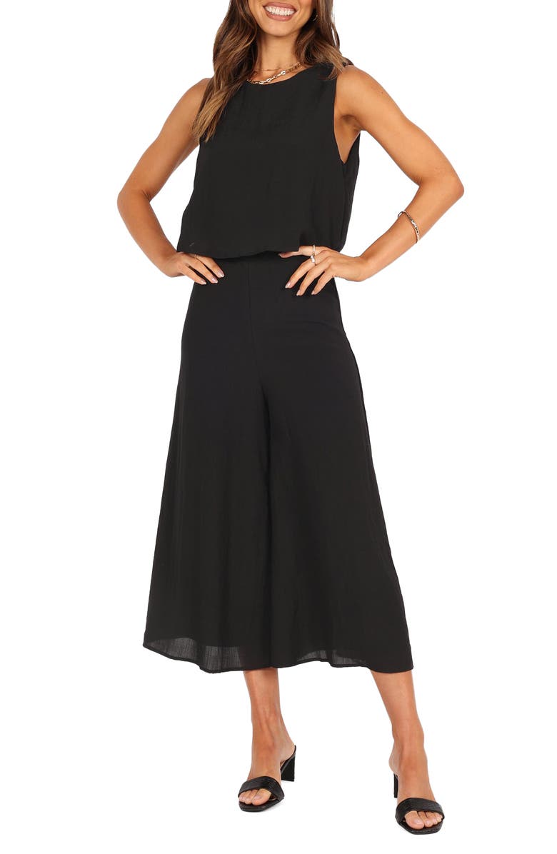 Petal & Pup Sleeveless Popover Wide Leg Jumpsuit, Main, color, Black