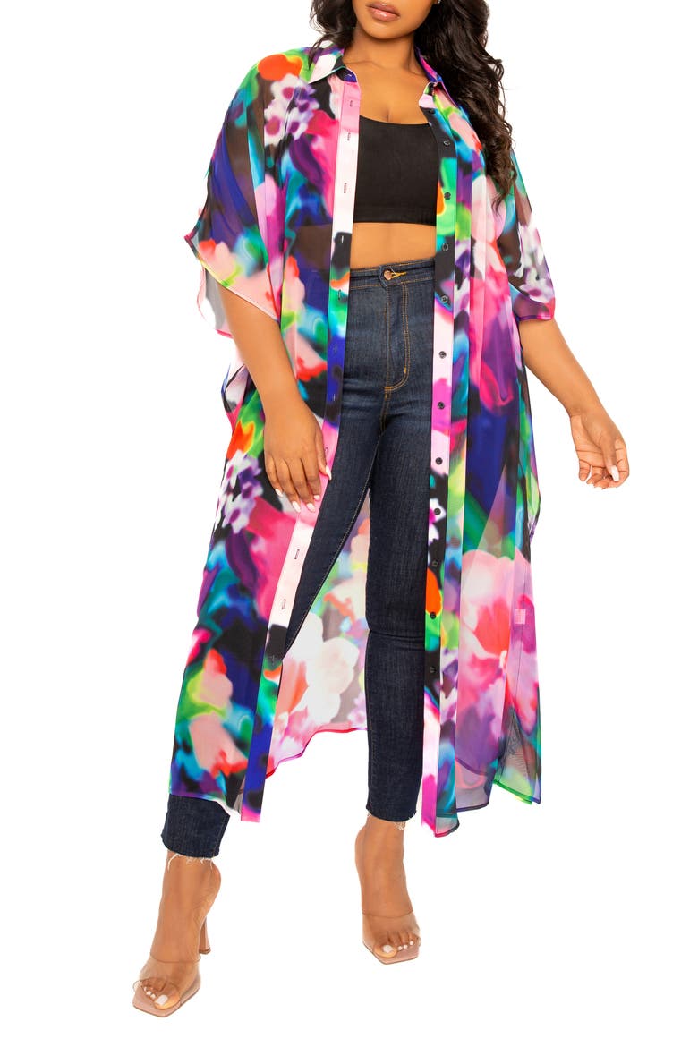 Print Cover-Up Shirtdress, Alternate, color, PINK MULTI