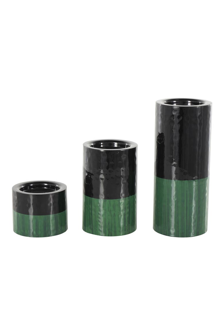 3-Piece Metal Candleholder Set, Alternate, color, GREEN