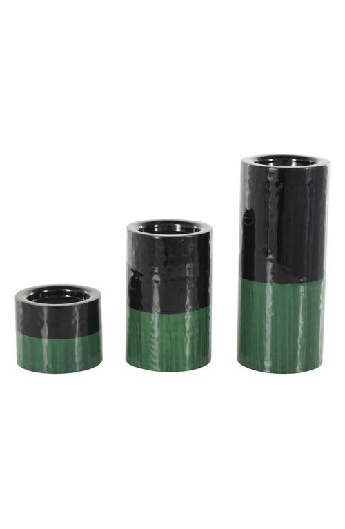 Vivian Lune Home 3-piece Metal Candleholder Set In Green