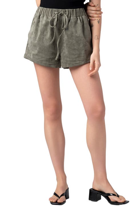 Faux Suede Drawstring Shorts