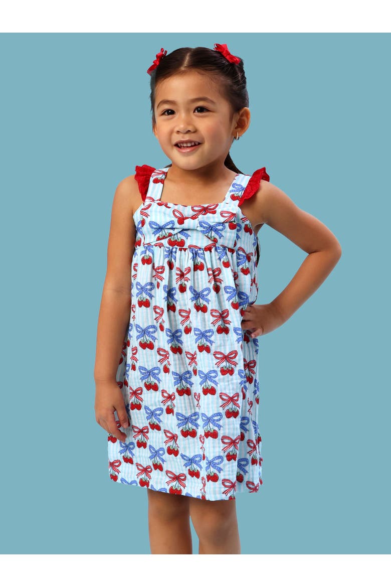 Cotton Gauze Flutter Bow Woven Dress, Alternate, color, Berries & Bows