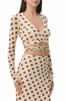 AFRM Halsey Wrap Mesh Crop Top