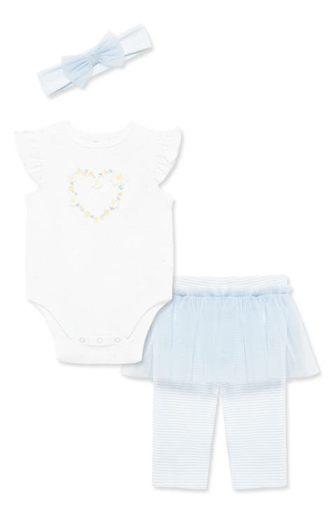 Daisies Bodysuit, Skirted Leggings & Headband Set (Baby)