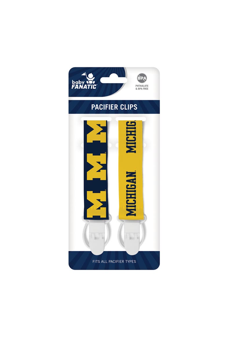 Michigan Wolverines Pacifier Clip 2-Pack, Alternate, color, Multicolor