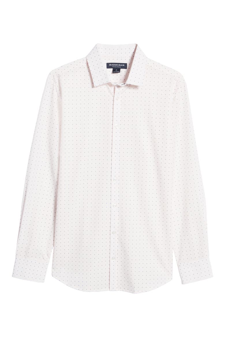Leeward Stretch Dot Button-Up Shirt, Alternate, color, PINK CHECK WITH PRINT