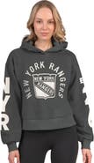 STARTER Women's Starter Charcoal New York Rangers Star Player Cropped Fleece Hoodie