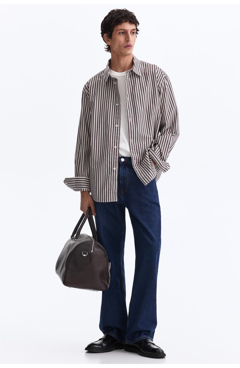 H&M Relaxed Fit Cotton Shirt, Alternate, color, Dark Purple/Striped