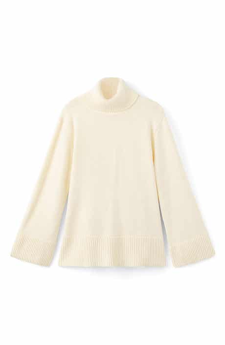 MANGO Ribbed Trim Turtleneck Sweater