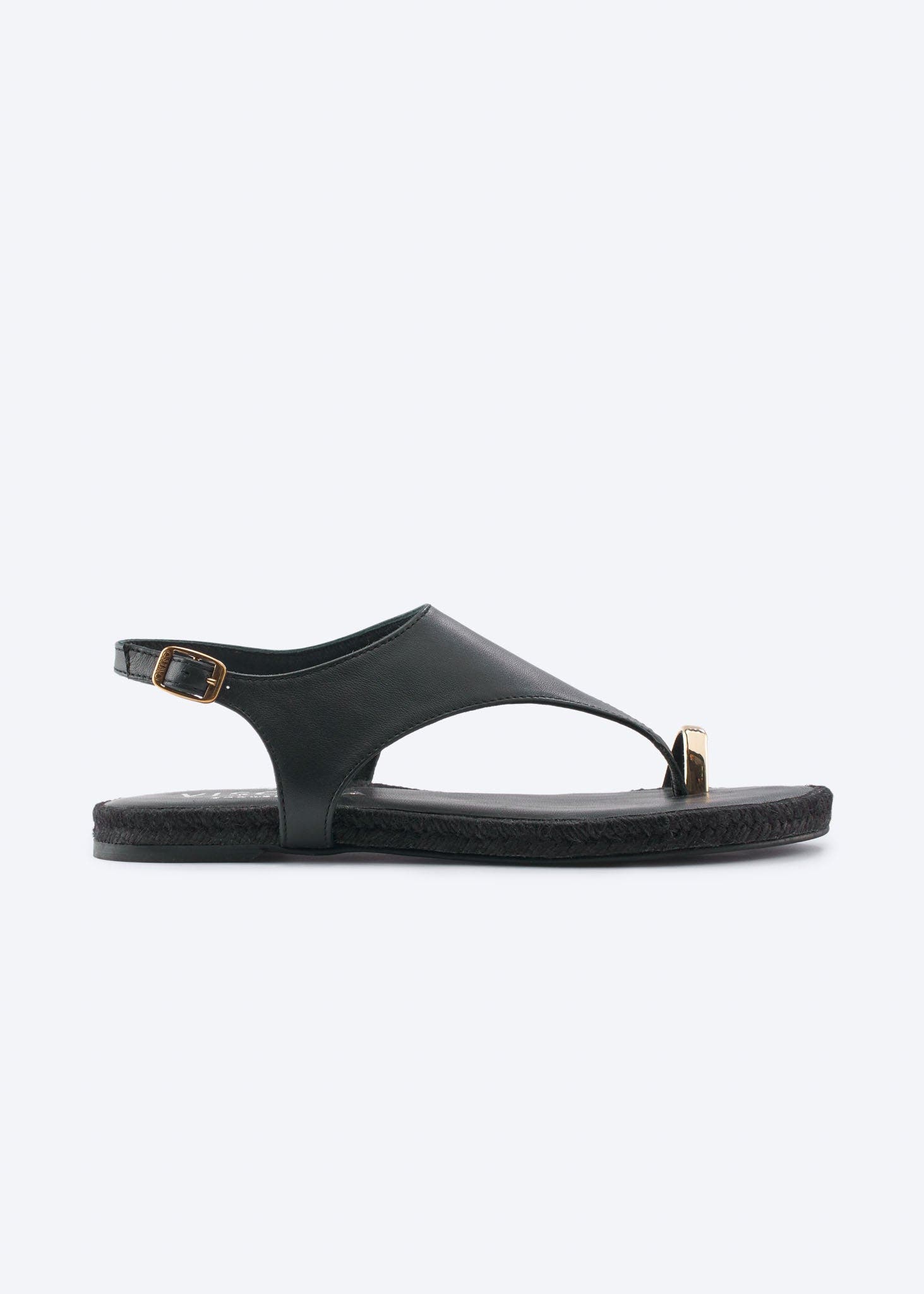 VISCATA Delmar Leather Sandal Flats, Main, color, Black