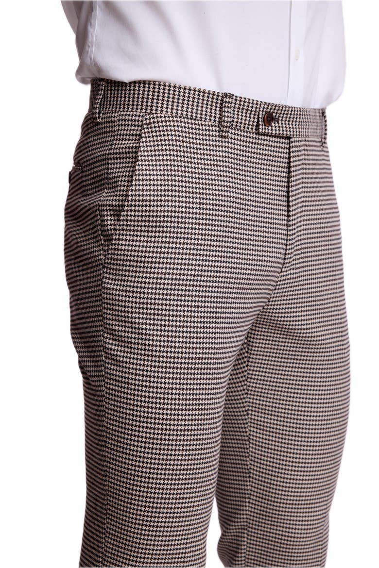 Downing Slim Fit Pants, Alternate, color, DK CHOC BEIGE HOUNDSTOOTH