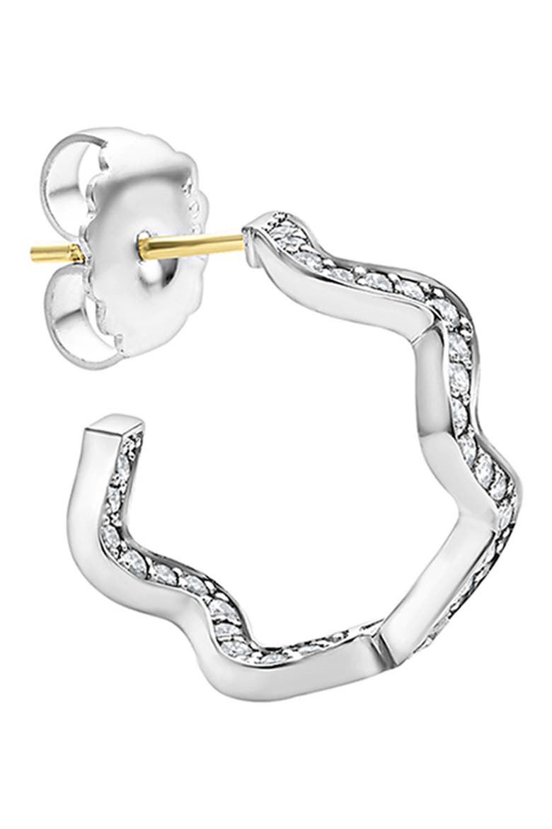 Caviar Spark Diamond Wave Hoop Earrings, Alternate, color, SILVER
