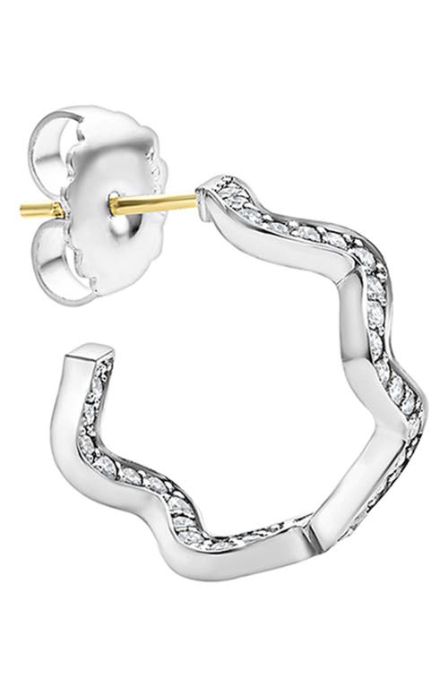 Lagos Sterling Silver Caviar Spark Diamond Wavy Huggie Hoop Earrings In Silver