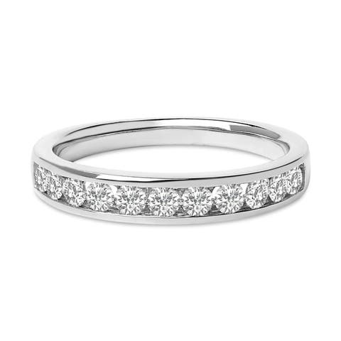 14K Gold 1/2 Cttw Round Diamond 11 Stone Channel Set Band
