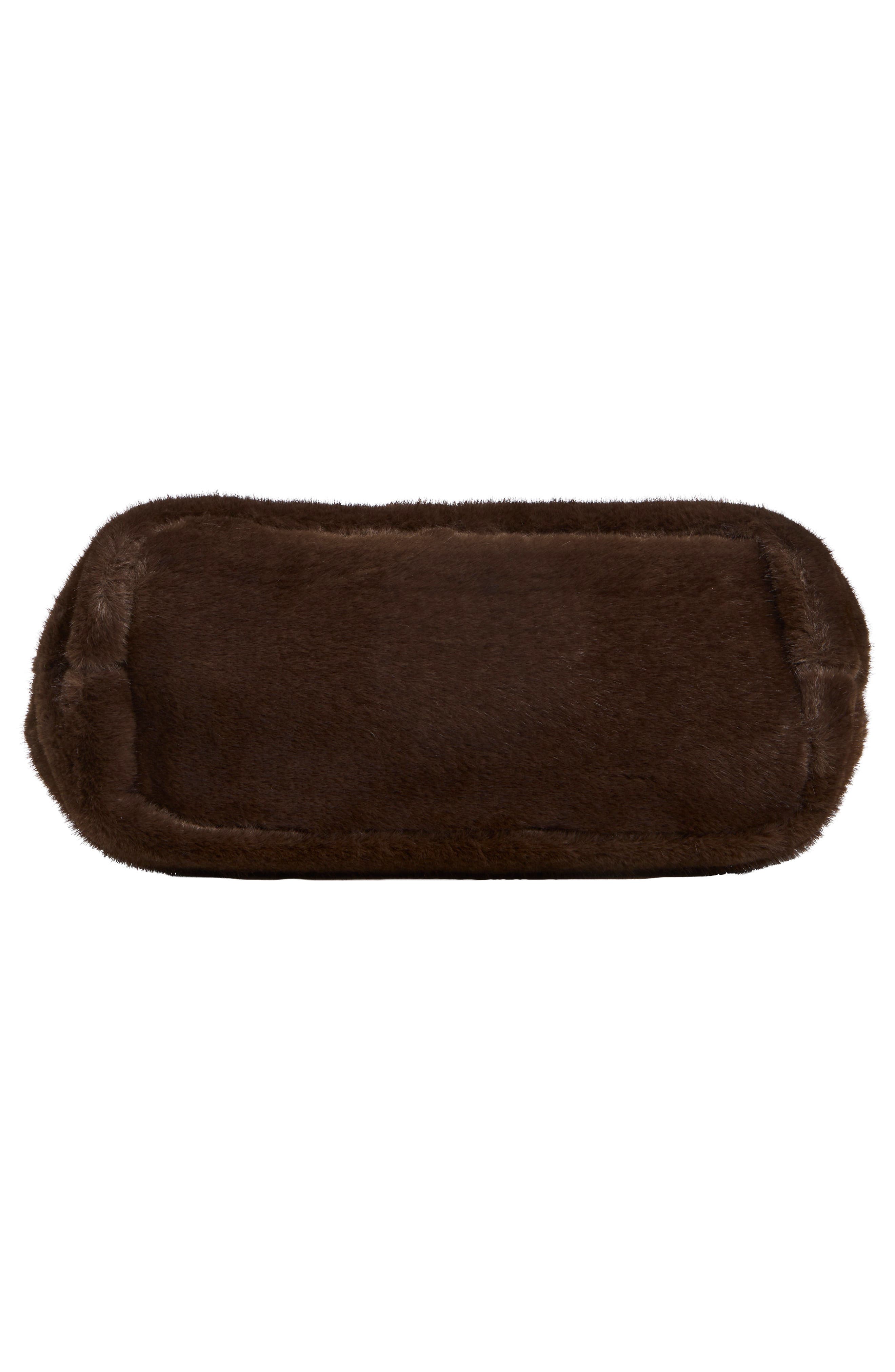 Faux Fur Tote Bag with Pouch, Alternate, color, CHOCOLATE