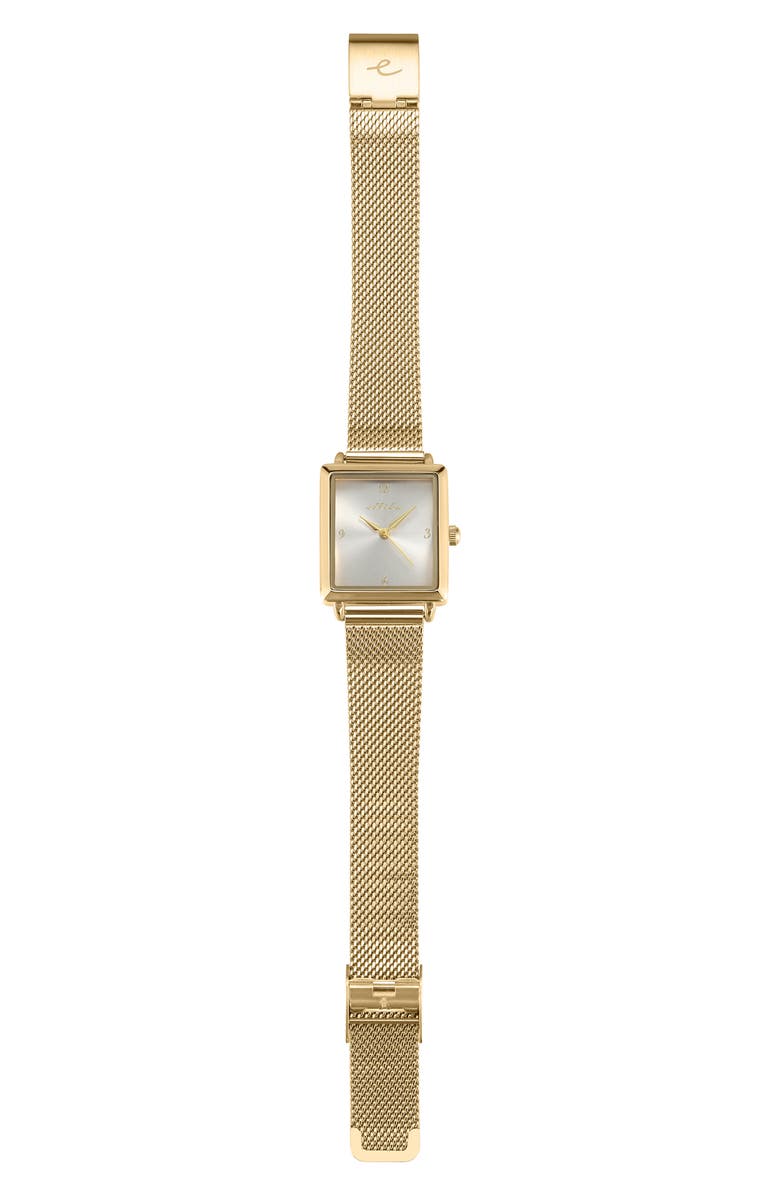 Ettika Square Case Mesh Strap Watch, Alternate, color, Vanilla And Gold