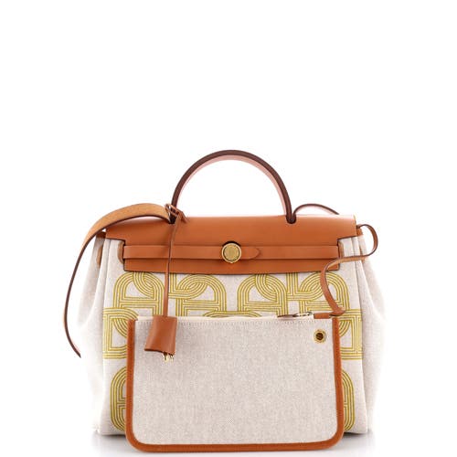 Pre-owned Hermes Hermes Herbag Zip Circuit 24 Vache Hunter And Leather 31 In White