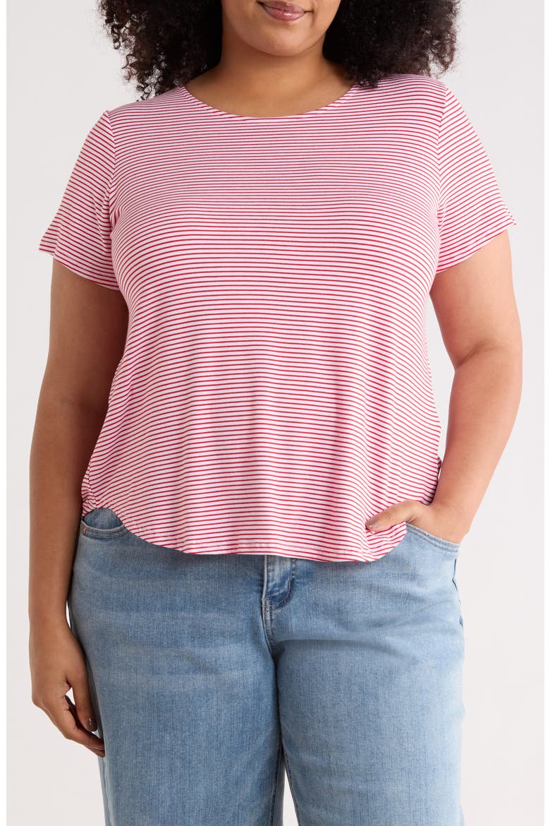 Stripe High-Low T-Shirt, Main, color, RED/ WHITE