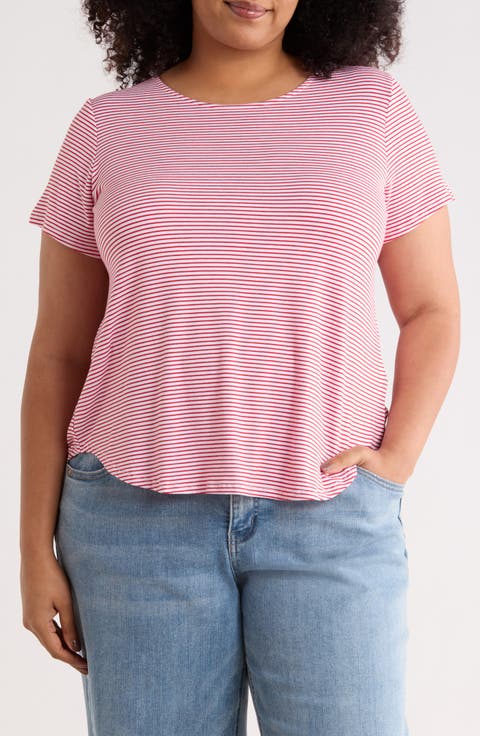 Stripe High-Low T-Shirt (Plus)