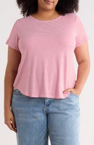 PHILOSOPHY REPUBLIC CLOTHING Stripe High-Low T-Shirt