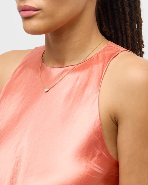 Jan Leslie Single Heart 18" Necklace Set In Sterling Silver With 18k Gold Overlay In White
