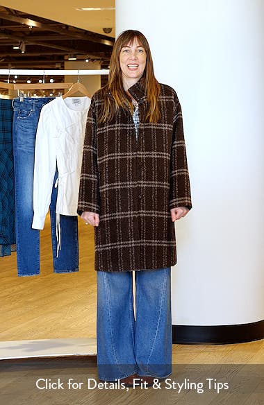 Eileen Fisher High Collar Grid Alpaca Blend Coat (Women) | Nordstrom