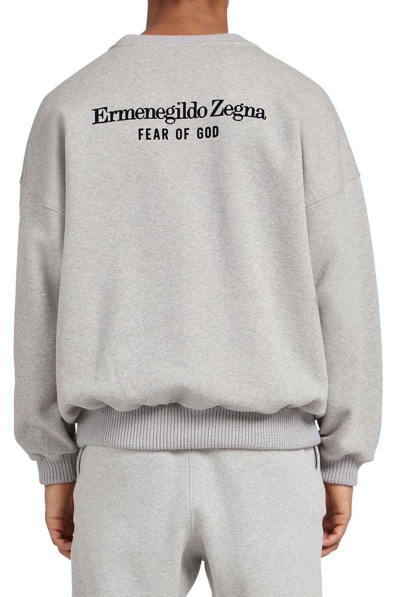 Fear of God x Zegna Flocked Logo Oversize Sweatshirt, Alternate, color, GREY MELANGE