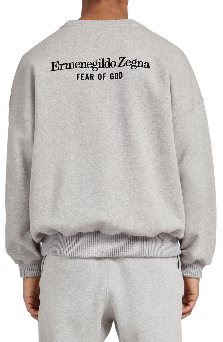 Fear of God x Ermenegildo Zegna Fear of God x Zegna Flocked Logo Oversize Sweatshirt, Alternate, color, 