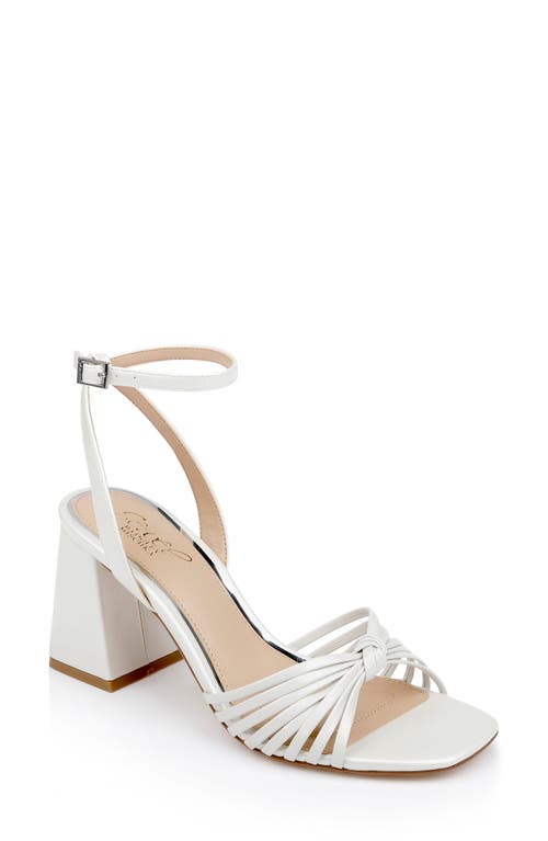 Jewel Badgley Mischka Nariah Ankle Strap Sandal In White Matte
